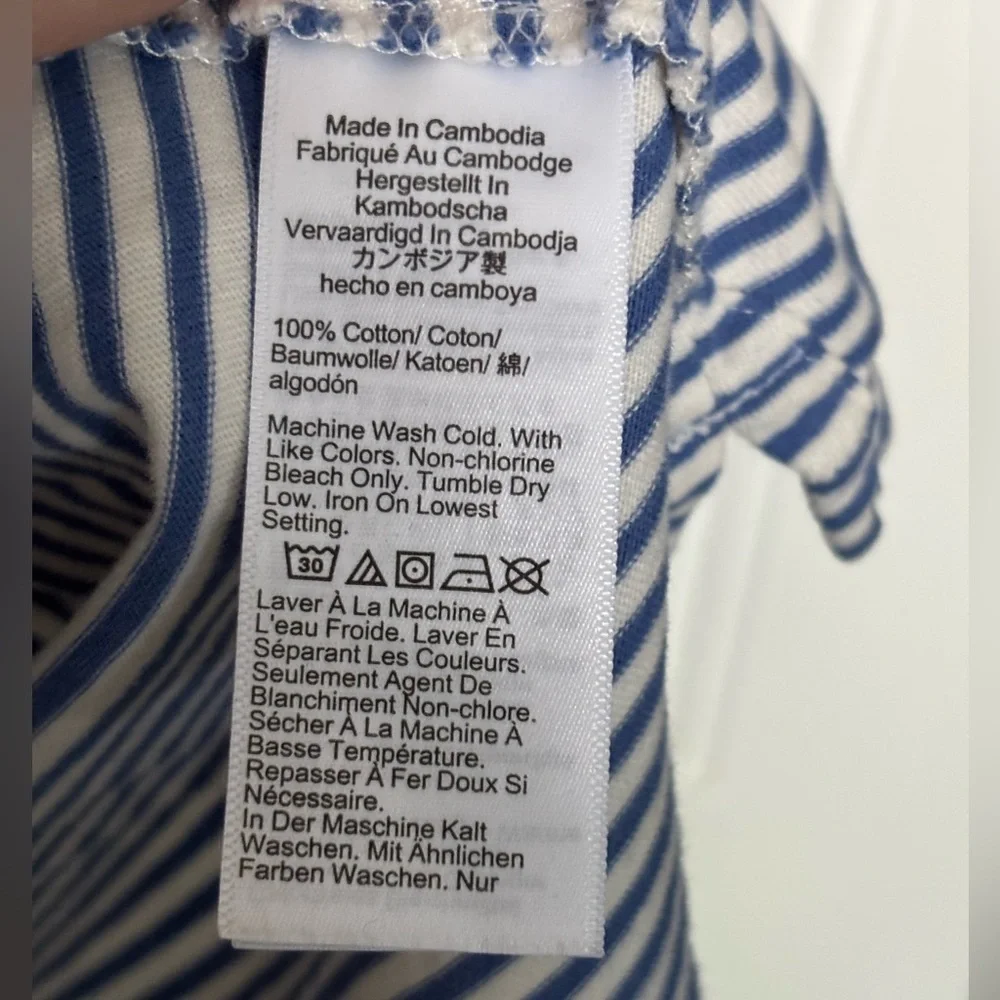 JCREW Men's Blue and White Striped Sueded Jersey Polo Shirt Size XL